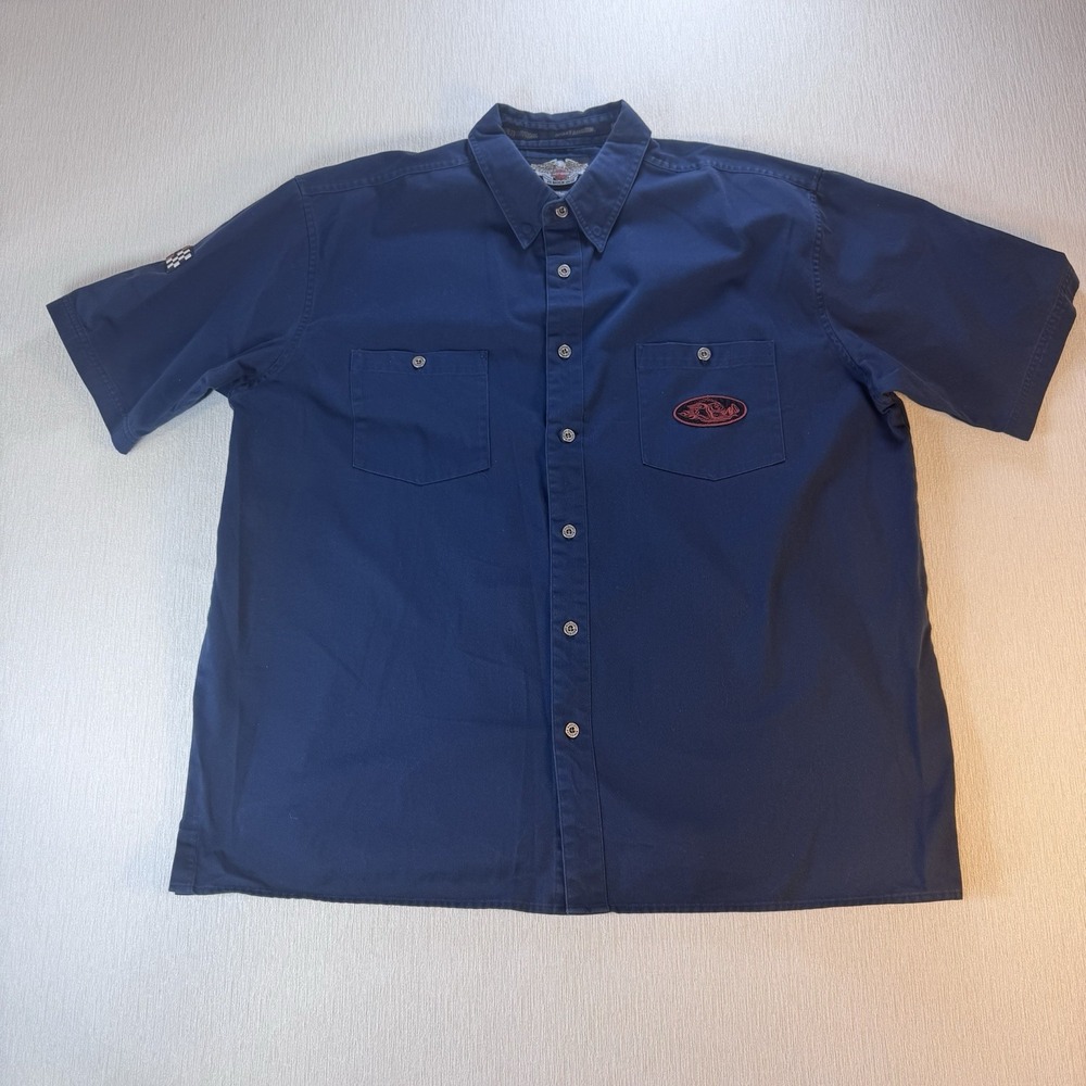 Vintage 2005 Harley-Davidson War Pig Embroidered‎ Mechanic Men's 2XL Blue